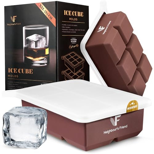 Neighbour’s Friend Eiswürfelform 2er Pack - XXL Eiswürfel für Whisky, Rum & Cocktails - 12x große Eiswürfel - Langlebige Platin-Silikon Eis Würfel Form spülmaschinengeeignet