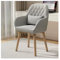 Mid Century Moderne Esszimmerstühle, gepolstert mit Leinenstoff, 360° drehbar, Schreibtischstuhl für Küche, Büro, ergonomisch, mit Armlehnen und Holzbeinen, Grau
