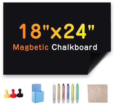 Magnetic Chalkboard Wallpaper Stick and Peel, 18 x 24Chalk Board Contact Paper with Adhesive on Wall for School, Office, Kitchen Fridge, Drawing
