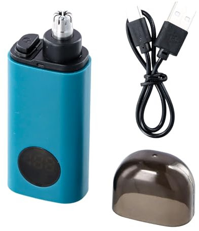 Recortador Pelos Nariz, Cortador Pelos Recargable por USB, Recortador de Vello Nasal para Hombres y Mujeres, Cortapelos de Nariz Portátil, Impermeable, Azul