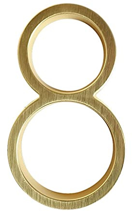 SFQEVHRZ House number， 12cm Floating Modern House Number Satin Brass Door Home Address Numbers For House Digital Outdoor Sign Plates 5 Inch #0-9(8)