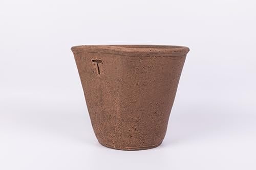 Maceta de barro rústica para colgar, sirve para interior y exterior, muy resistente al hielo. Medidas: 20x15cm