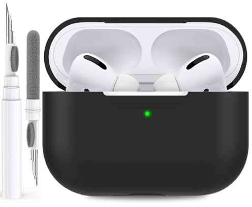 AHASTYLE Silikon Hülle für Airpods Pro Mit Reinigungsstift Schutzhülle und Haut Case für AirPods Pro 1st/ 2nd Generation [Front-LED Sichtbar] [Kabelloses Laden] Kompatibel mit Apple Airpods Pro 2019