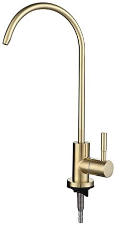 DDKYHU Küchenarmaturen mit Wasserfilter, schwarzer Einzel-Kaltwasserhahn für die Küchenspüle, Schwarz B (gebürstetes Gold)