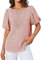 GRACE KARIN Ladies Casual Short Sleeve Loose Fit Lace Top Women Summer Crew Neck Blouse Grey Pink M