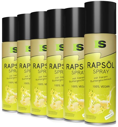 Spraytive 6 x 400 ml Rapsöl-Spray mit feinem Buttergeschmack – ideal zum Kochen, Backen, für Salate sowie als Airfryer-, Grill- und Heißluftfritteusen-Spray - 100% VEGAN & kalorienbewusst genießen