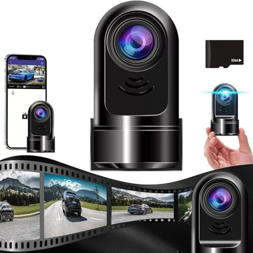 1080P HD 360° Rotating Mini ADAS Dashcam, Car Dash Camera - Front and Back Dash Camera for Cars, 24H Parking Mode/Built-in Wi-Fi/Night Vision/Motion Detection/Loop Recording (32G)