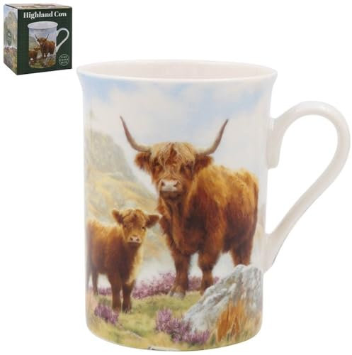 The Leonardo Collection Highland Cow Mug Macneil Studios, Tea and Coffee Mugs for Hot Drinks | Fine China Printed Mugs for Kitchen & Home | Reusable Ceramic Cups for Every Occasion
