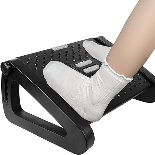 Fußstütze Schreibtisch, Höhenverstellbare Fußbank für Schreibtisch, Ergonomischer Fußablage mit Massagefunktion für Zuhause, Büro und Reisen