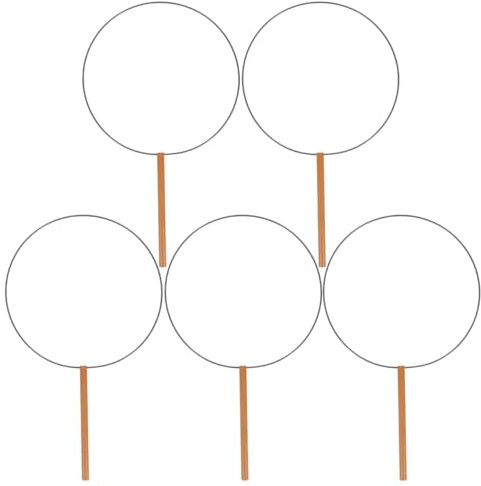 KONTONTY Lot De 5 Cadres D'Éventail Ronds Pliables 14.00 Pouces Avec Manche Court En Métal Pour Artisanat Diy Éventail Hanfu Accessoires De Réparation Mariages Photographie