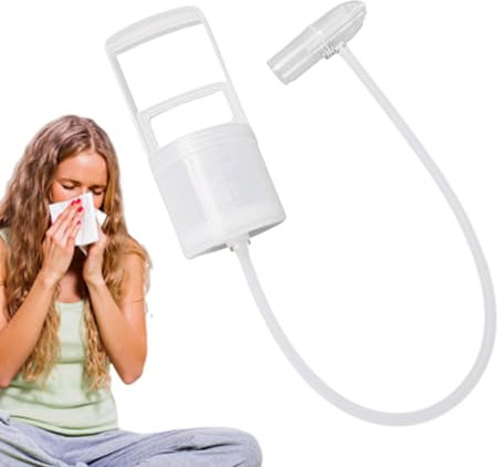 Nose Cleaner, Booger Sucker, 7.09x3.15x3.15 Inches, Gentle Hand Pull Suction, Safe Hygienic Design, Congestion Relief, Nasal Aspirator for Toddler, White