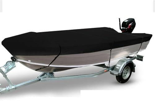 V-shaped waterproof boat cover Heavy Duty Boat Cover For Ski Runner Fishing Black 210D Sun Visor Trailerable Boat Cover Durable And Reliable Hull Protectors(530 * 290cm)