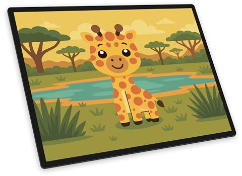 itenga Schreibtischunterlage mit Motiv - Tiermotive Kawaii Design - abwischbar rutschfest glatt 40x53cm Schreibunterlage Bastelunterlage für Kinder Mädchen und Jungen (Giraffe)
