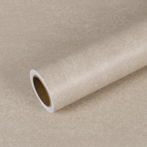 VEELIKE Earthy Beige Concrete Wallpaper Peel and Stick Natural Sandstone Wallpaper for Bedroom Bathroom Kitchen 15.7''x354'' Self Adhesive Waterproof Concrete Contact Paper for Countertops Accent Wall