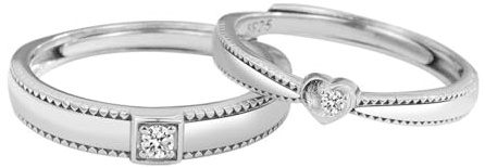 Tolldek Hochzeitsring 925 Sterling Silber Paare, Klassiker Partnerringe Zirkonia, Eheringe S925 Sterlingsilber, Gravierbar