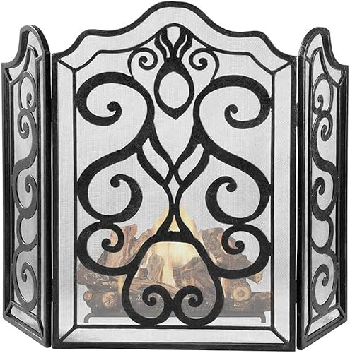 Antiker Kaminschirm Festlicher Feuerschutz Mit Scrollwork Design, Freistehende Platte Funkenschutz Sicherheitsabdeckung Für Weihnachten
