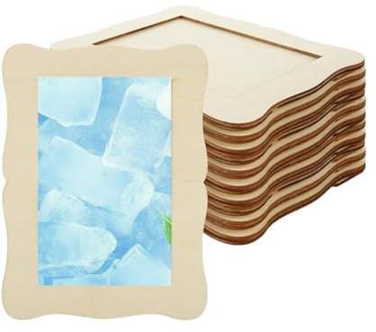 Frewurwer Für Weihnachten Thanksgiving Unvollendete Fotoalben 12er Pack Holzrahmen 4x6, DIY Holzrahmen für Bastelarbeiten