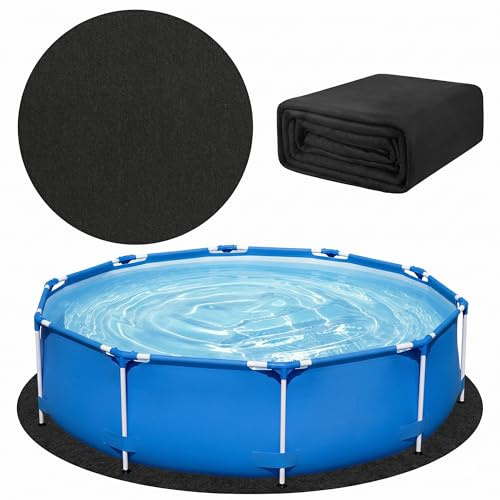 Pool Unterlage Rund 370 cm Poolunterlage Rund Outdoor Bodenplane für Pools, Reißfeste Bodenschutzmatte Schwimmbecken Bodenmatte für Aufstellpools&Whirlpools, Verlängert die Lebensdauer der Auskleidung