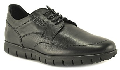 CONBUENPIE by BECOOL - Modelo 2612 - Zapato Extracomodo de Hombre de Piel en Color Negro (43, Negro)