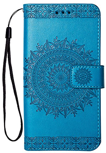 Hancda Cover Custodia per iPhone SE 2022 / iPhone SE 2020 /iPhone 8/iPhone 7, Flip Case Cover Portafoglio Custodia in Pelle con Magnetica Silicone Morbida Cover Cuoio a Libro Protettiva Completa,Blu
