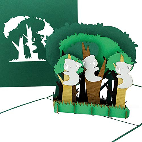 Pop Up Karte „Koala-Bären - Koalas Australien“ - 3D Geburtstagskarte, Souvenir, Einladungskarte & Reisegutschein – Geschenkidee und Deko/Dekoration Australien