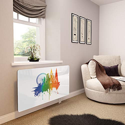 Glass Radiator Cover Printed - 'Pride' London on White - Made by Premier Range in 620mm Wide x 640mm High