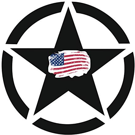 Generisch 2 x US Stern Aufkleber mit USA Flagge USA Star Army Military Sticker (R21) (15 x 15 cm)