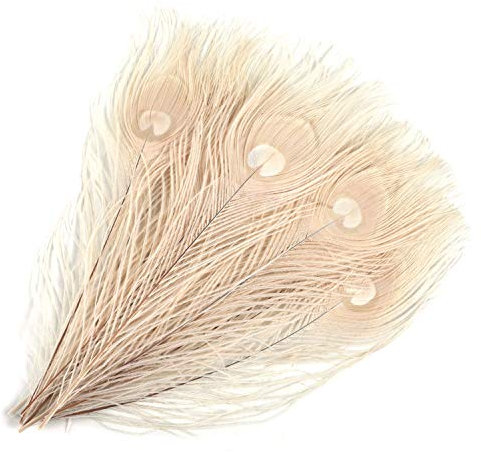 MWOOT 15 stücke Schöne Natürliche Pfauenfedern, Pfau Schwanzfedern Augen Federn Dekorationen für Handwerk Party 28-32 cm (Weiß)