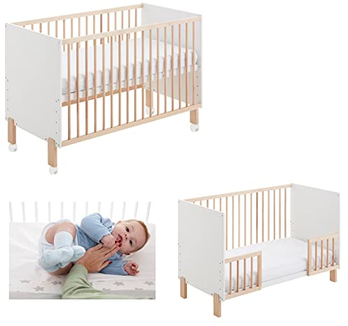 Cuna Convertible en Cama Umami con Ruedas Incluidas, Kit colecho y barandillas de Seguridad CoolDreams