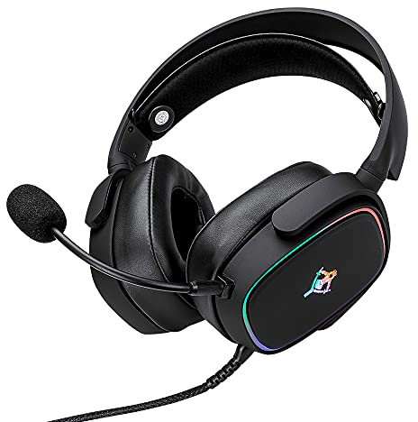 YEYIAN Auriculares Gaming Proud Series 3500, luz LED, 1.8 Metros, con adaptadores múltiples, ergonómico, Sonido Alta fidelidad, Altavoces 50 mm, micrófono extraíble, Negro - YGD-33405