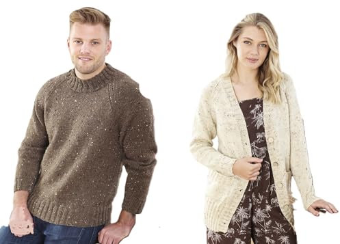 King Cole Knitting Pattern Ladies and Mens Easy Knit Jumper and Jacket in Fashion Aran 5543