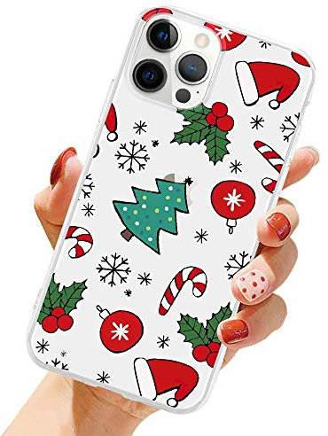 LCHULLE Weihnachten Handyhülle Kompatibel mit iPhone Xr(6.1 Zoll) Hülle Weihnachten Transparent Silikonhülle Christmas Case Cover TPU-Bumper Durchsichtig Schutzhülle für iPhone Xr