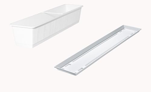 Fuchs seit 1895 Jardinière de balcon standard avec soucoupe assortie, couleurs : blanc, longueur : 60 cm