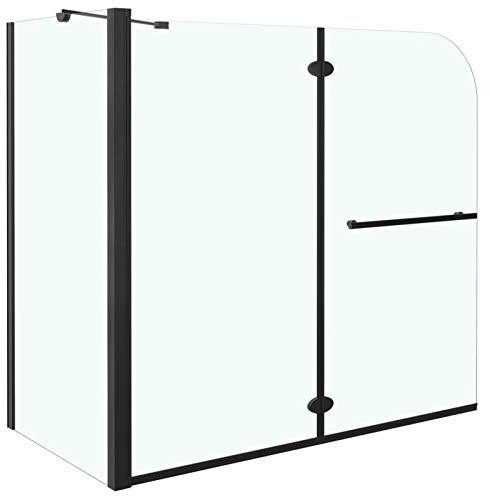 Tidyard Box Doccia Pieghevole a Libro in ESG 120x68x130 cm Nero,Cabina Doccia Angoalre con Porta/Anta Pieghevole in Vetro