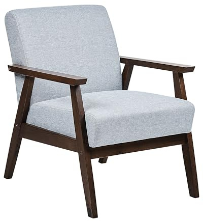 Beliani Sessel Grau Stoff Industriell Retro Wohnzimmer Polsterbezug | Mit Armlehnen, Gerade, Schaumstoff-Füllung, Wellenfederung, Sitzhöhe 45 cm, Belastbarkeit 110 kg, 62 x 78 x 79 cm