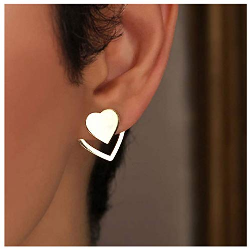 TseenYi Hohle Liebesohr-Ohrringe, Silber, vorne und hinten, personalisierbar, Herz-Ohrringe, Schmuck für Frauen und Mädchen