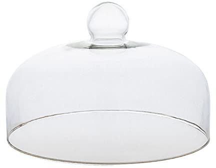 MDDZ Cloche à Gâteau, Cloche à Fromage en Verre Transparent, Verre Rond Gâteau Dôme, Poussière Aliments Cloche en Verre avec Poignée Ronde pour Steaks, Salades, Fruits, Nouilles, Plats, 16 x 12 cm
