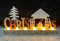 Spetebo LED Weihnachts Schriftzug Christmas aus Holz - 40 cm - beleuchteter Tischaufsteller - Fensterdeko Tischdeko beleuchtet