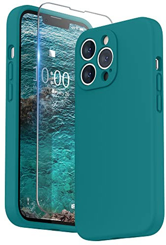 SURPHY Cover in silicone liquido compatibile con iPhone 13 Pro 6,1 pollici, protezione individuale per ogni obiettivo spesso in silicone premium per iPhone 13 Pro 6,1 pollici (Teal Blu)