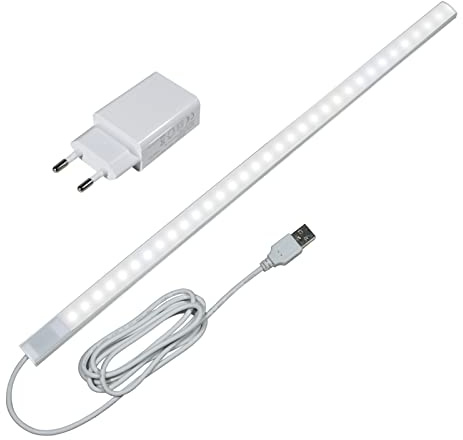 STBTECH 43CM Dimmbar LED Unterbauleuchte Küche, KaltesWeiß 6000K | Berührungsloser Hand-Sweep Sensor, 600LM, Ultra dünn, Magnetisch Montage, für Schrank, Regale, Werkbank, mit USB kabel