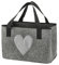 GRAU Filztasche Glitzer Herz Tragetasche faltbar