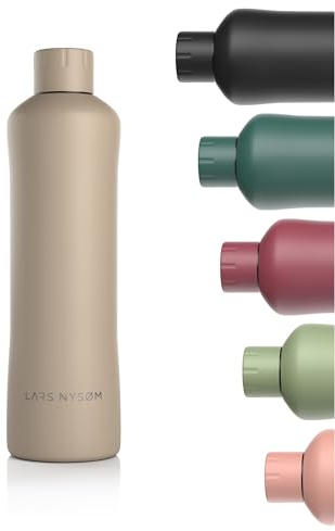 LARS NYSØM Gourde inox 1000ml | Bouteille isolée 1 litre | Bouteille d'eau étanche pour le sport, le vélo, le chien ou les enfants | Thermos (Taupe Brown, 1000ml)