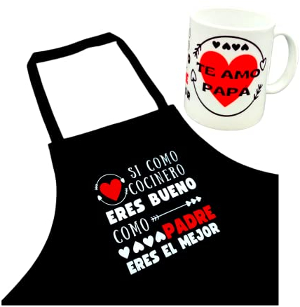 BY KROL - Regalos Originales Hombre - Día del Padre - Regalos Dia del Padre - Regalo Hombre Original - Regalo Hombres - Delantal y Taza Personalizados Papa - Cumpleaños Papá - Para Padres y Abuelos