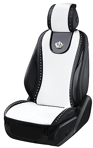 Carshaping Universal-Autositzbezug, komplett umgeben von atmungsaktiver Krone, weiches Leder, Vordersitzkissen (1 x weißer Vordersitz)