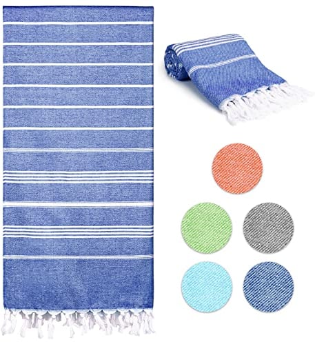 Sarsumir Strandtuch Badetuch Groß 90x180cm Hamamtuch Schnelltrocknend Saunatuch Damen Herren Fitness Gym Sport Yoga Handtuch Baumwolle Reisehandtuch Duschtuch, Blau