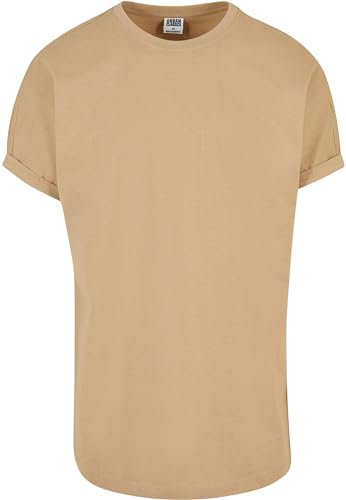 Urban Classics Herren T-Shirt Long Shaped Turnup Tee, lässiges T-Shirt für Männer, in langem Schnitt, unionbeige, L