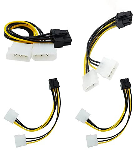 ThtRht 4 Pack 8-Pin PciE to Molex Dual 4-Pin Graphic Video Card Power Cord Y Splitter 2X Power Supply Cable PCI-E Express ATX PSU Adapter Converter Connector Wire for Computer PC Desktop DIY