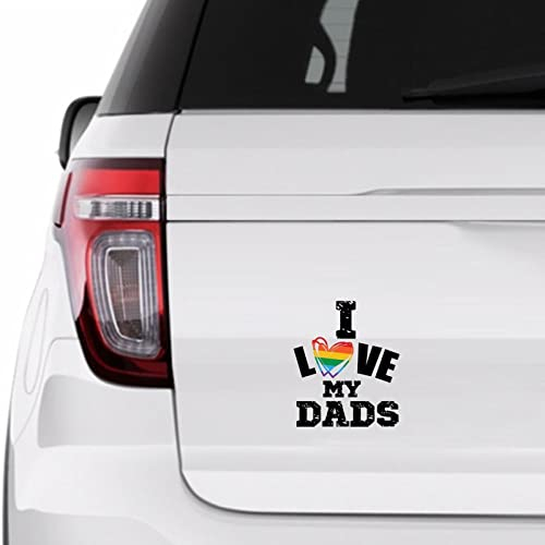Gay Pride LGBT Equality Lesbisches Auto-Aufkleber Fensteraufkleber L Love My Dads Regenbogen Herz Vinyl Aufkleber für Autos LKW Pansexuelle Bisexuell LGBTQ Autoaufkleber 38,1 cm