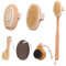 JNUYISW Cepillo Espalda Ducha, 34cm Cepillo Exfoliante Corporal Mango Largo Cepillo de Limpieza Facial Piedra Pómez Natural Cepillo de Ducha para Masaje, Exfoliar, Hombres y Mujeres