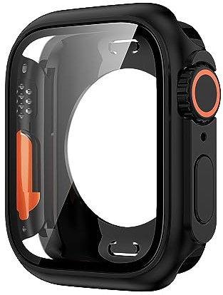 KKFAUS Actualización a Ultra Watch Case para Apple Watch 44mm 45mm 40mm 41mm Hard PC Front & Rear Bumper Case iwatch Series 8 7 6 5 4 SE Cover (Color : Negro, Tamaño: 44 mm)